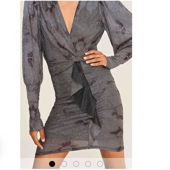 Ba&sh |  Lizie Ruched Metallic Mini Dress Size XS NEW - Picture 2 of 15